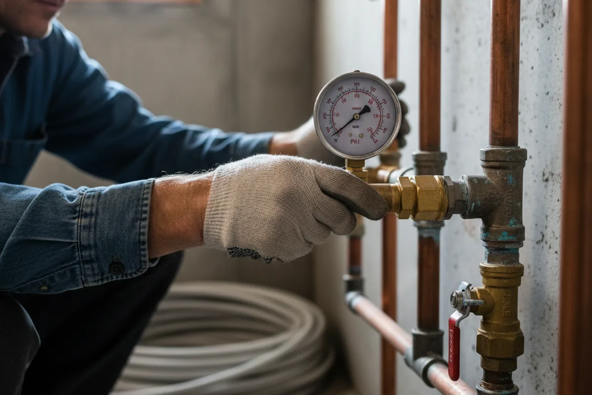 Pressure testing a repaired line during Water Line Repair in Mc Lean